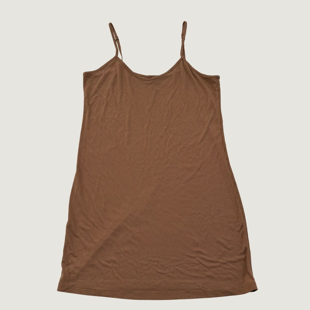 Stars Above Sleep Dress Womens XL Brown Ribbed V Neck Adjustable Strap Nightgown